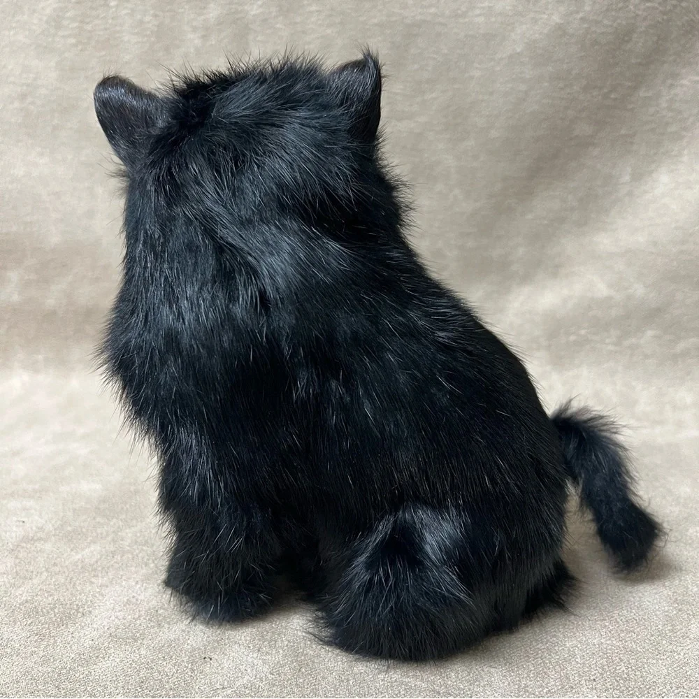 Realistic simulation black cat toy polyethylene & furs prop cat doll